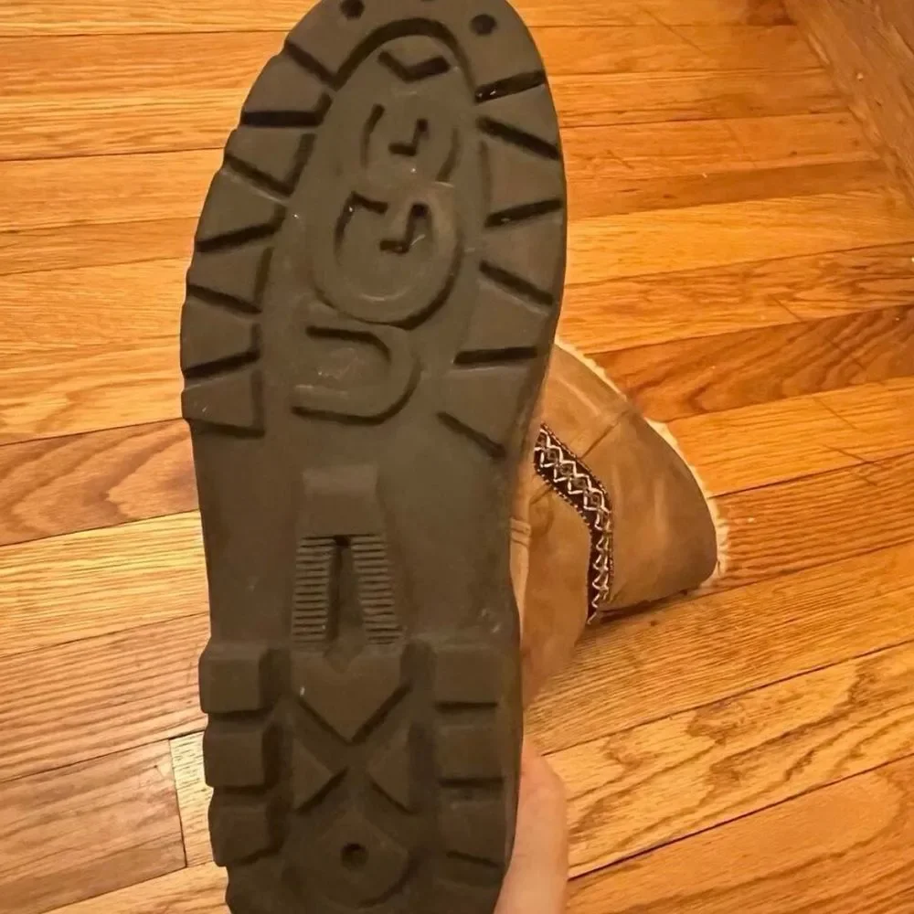 UGG Brown Suede Boots with Knit Accents